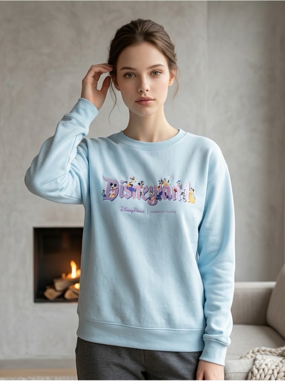 Disney Parks x Stoney Clover Light Blue Sweatshirt ~ Disneyland ~ Size L